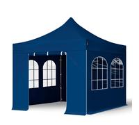 TOOLPORT 3x3m PES 750 Pop Up Gazebo PREMIUM Steel 40 mm, incl. Sidewalls with Windows, blue - (600009)