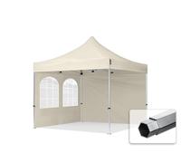 TOOLPORT 3x3m PES 800 Pop Up Gazebo PROFESSIONAL Aluminium 40 mm, incl. 2 side panels with Windows, cream - (600158)