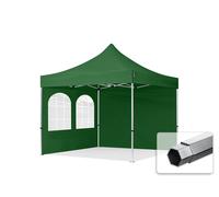 TOOLPORT 3x3m PES 800 Pop Up Gazebo PROFESSIONAL Aluminium 40 mm, incl. 2 side panels with Windows, dark green - (600166)