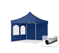 TOOLPORT 3x3m PES 800 Pop Up Gazebo PROFESSIONAL Aluminium 40 mm, incl. 2 side panels with Windows, dark blue - (600160)