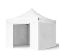 TOOLPORT 3x3m PES 800 Pop Up Gazebo PROFESSIONAL Aluminium 40 mm, incl. 4 side panels, white - (600136)