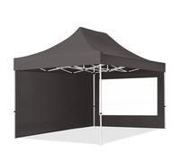 TOOLPORT 3x4.5m PES 700 Pop Up Gazebo ECONOMY Steel 30 mm, incl. 2 side panels with Panorama Windows, dark grey - (59044)