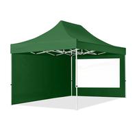 TOOLPORT 3x4.5m PES 700 Pop up gazebo ECONOMY Steel 30 mm, incl. 2 side panels with Panorama Windows, dark green - (59046)