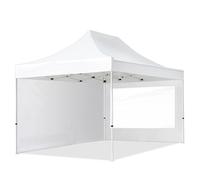 TOOLPORT 3x4.5m PES 700 Pop up gazebo ECONOMY Steel 30 mm, incl. 2 side panels with Panorama Windows, white - (59048)