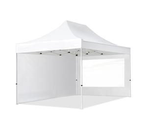 TOOLPORT 3x4.5m PES 700 Pop up gazebo ECONOMY Steel 30 mm, incl. 2 side panels with Panorama Windows, white - (59048)