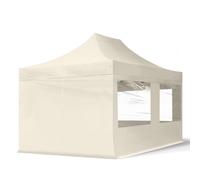 TOOLPORT 3x4.5m PES 700 Pop up gazebo ECONOMY Steel 30 mm, incl. 4 side panels with Panorama Windows, cream - (59043)
