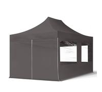 TOOLPORT 3x4.5m PES 700 Pop Up Gazebo ECONOMY Steel 30 mm, incl. 4 side panels with Panorama Windows, dark grey - (59045)