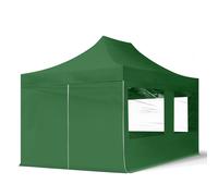 TOOLPORT 3x4.5m PES 700 Pop up gazebo ECONOMY Steel 30 mm, incl. 4 side panels with Panorama Windows, dark green - (59047)