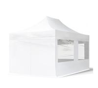 TOOLPORT 3x4.5m PES 700 Pop up gazebo ECONOMY Steel 30 mm, incl. 4 side panels with Panorama Windows, white - (59049)