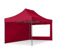 TOOLPORT 3x4.5m PES 750 Pop Up Gazebo PREMIUM Steel 40 mm, incl. 2 side panels with Panorama Windows, red - (600057)