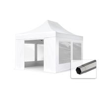 TOOLPORT 3x4.5m PES 750 Pop up gazebo PREMIUM Steel 40 mm, incl. 4 side panels with Panorama Windows, white - (600062)