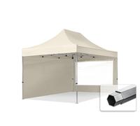 TOOLPORT 3x4.5m PES 800 Pop up gazebo PROFESSIONAL Aluminium 40 mm, incl. 2 side panels with Panorama Windows, cream - (600208)