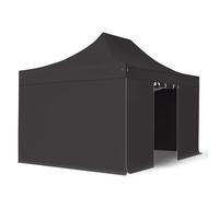 TOOLPORT 3x4.5m PVC 850 Pop Up Gazebo PROFESSIONAL Aluminium 40 mm, incl. 4 side panels, black - (59302)