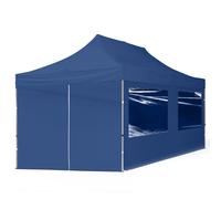 TOOLPORT 3x6 m PES 700 Pop up gazebo ECONOMY Aluminium 32 mm, incl. 4 side panels with Panorama Windows, dark blue - (59020)