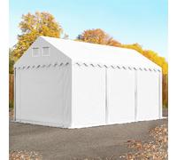 TOOLPORT 3x6m 2.6m Sides Storage Tent / Shelter w. ground frame, PVC 800, white with statics package (concrete anchors) - (57661)