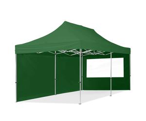 TOOLPORT 3x6m PES 700 Pop up gazebo ECONOMY Aluminium 32 mm, incl. 2 side panels with Panorama Windows, dark green - (59026)