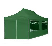 TOOLPORT 3x6m PES 700 Pop up gazebo ECONOMY Aluminium 32 mm, incl. 4 side panels with Panorama Windows, dark green - (59027)