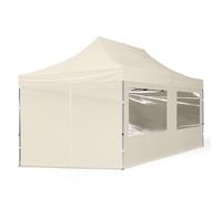 TOOLPORT 3x6m PES 700 Pop up gazebo ECONOMY Aluminium 32 mm, incl. 4 side panels with Panorama Windows, cream - (59023)