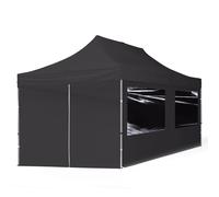 TOOLPORT 3x6m PES 700 Pop up gazebo ECONOMY Aluminium 32 mm, incl. 4 side panels with Panorama Windows, black - (59031)