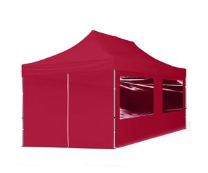 TOOLPORT 3x6m PES 700 Pop Up Gazebo ECONOMY Aluminium 32 mm, incl. 4 side panels with Panorama Windows, red - (59151)