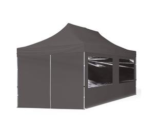 TOOLPORT 3x6m PES 700 Pop up gazebo ECONOMY Aluminium 32 mm, incl. 4 side panels with Panorama Windows, dark grey - (59025)