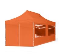 TOOLPORT 3x6m PES 700 Pop Up Gazebo ECONOMY Aluminium 32 mm, incl. Sidewalls with Panorama Windows, orange - (59029)