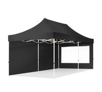 TOOLPORT 3x6m PES 700 Pop Up Gazebo ECONOMY Steel 30 mm, incl. 2 side panels with Panorama Windows, black - (59356)