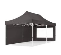 TOOLPORT 3x6m PES 700 Pop up gazebo ECONOMY Steel 30 mm, incl. 2 side panels with Panorama Windows, dark grey - (59051)