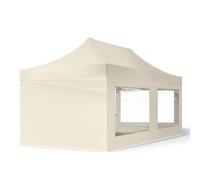 TOOLPORT 3x6m PES 700 Pop up gazebo ECONOMY Steel 30 mm, incl. 4 side panels with Panorama Windows, cream - (59050)