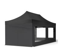TOOLPORT 3x6m PES 700 Pop up gazebo ECONOMY Steel 30 mm, incl. Sidewalls with Panorama Windows, black - (59357)