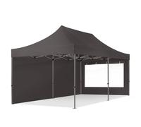 TOOLPORT 3x6m PES 750 Pop Up Gazebo PREMIUM Steel 40 mm, incl. 2 side panels with Panorama Windows, dark grey - (600077)