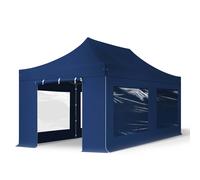 TOOLPORT 3x6m PES 750 Pop Up Gazebo PREMIUM Steel 40 mm, incl. 4 side panels with Panorama Windows, blue - (600069)