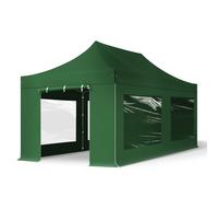 TOOLPORT 3x6m PES 750 Pop Up Gazebo PREMIUM Steel 40 mm, incl. 4 side panels with Panorama Windows, dark green - (600075)