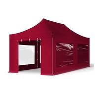TOOLPORT 3x6m PES 750 Pop Up Gazebo PREMIUM Steel 40 mm, incl. 4 side panels with Panorama Windows, red - (600081)