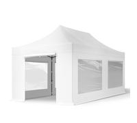 TOOLPORT 3x6m PES 750 Pop Up Gazebo PREMIUM Steel 40 mm, incl. Sidewalls with Panorama Windows, white - (600085)