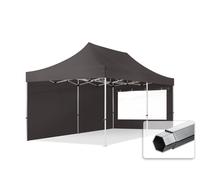 TOOLPORT 3x6m PES 800 Pop Up Gazebo PROFESSIONAL Aluminium 40 mm, incl. 2 side panels with Panorama Windows, dark grey - (600233)