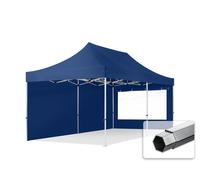 TOOLPORT 3x6m PES 800 Pop Up Gazebo PROFESSIONAL Aluminium 40 mm, incl. 2 side panels with Panorama Windows, dark blue - (600232)