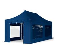 TOOLPORT 3x6m PES 800 Pop Up Gazebo PROFESSIONAL Aluminium 40 mm, incl. 4 side panels with Panorama Windows, blue - (600230)