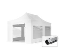 TOOLPORT 3x6m PES 800 Pop Up Gazebo PROFESSIONAL Aluminium 40 mm, incl. 4 side panels with Panorama Windows, white - (600225)