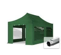 TOOLPORT 3x6m PES 800 Pop Up Gazebo PROFESSIONAL Aluminium 40 mm, incl. 4 side panels with Panorama Windows, dark green - (600223)