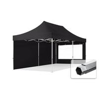 TOOLPORT 3x6m PES 800 Pop Up Gazebo PROFESSIONAL Aluminium 40 mm, incl. Sidewalls with Panorama Windows, black - (600236)