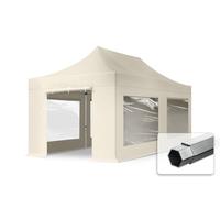 TOOLPORT 3x6m PES 800 Pop Up Gazebo PROFESSIONAL Aluminium 40 mm, incl. Sidewalls with Panorama Windows, cream - (600219)