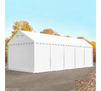 TOOLPORT 4x10m 2.6m Sides Storage Tent / Shelter w. ground frame, PVC 800, white with statics package (concrete anchors) - (57679)