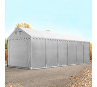 TOOLPORT 4x12m 2.6m Sides Storage Tent / Shelter w. ground frame, PVC 800, grey without statics package - (49864)