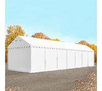 TOOLPORT 4x14m 2.6m Sides Storage Tent / Shelter w. ground frame, PVC 800, white with statics package (soft ground anchors) - (527632)