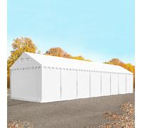 TOOLPORT 4x18m 2.6m Sides Storage Tent / Shelter w. ground frame, PVC 800, white with statics package (soft ground anchors) - (57728)