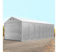 TOOLPORT 4x24m 2.6m Sides Storage Tent / Shelter w. ground frame, PVC 800, grey without statics package - (49845)