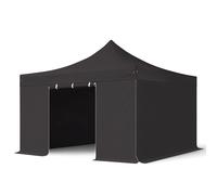 TOOLPORT 4x4m PES 750 Pop Up Gazebo PREMIUM Steel 40 mm, incl. Sidewalls without Windows, black - (600088)