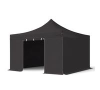 TOOLPORT 4x4m PES 800 Pop Up Gazebo PROFESSIONAL Aluminium 40 mm, incl. 4 side panels, black - (600175)