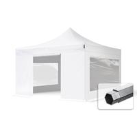 TOOLPORT 4x4m PES 800 Pop up gazebo PROFESSIONAL Aluminium 40 mm, incl. 4 side panels with Panorama Windows, white - (600176)
